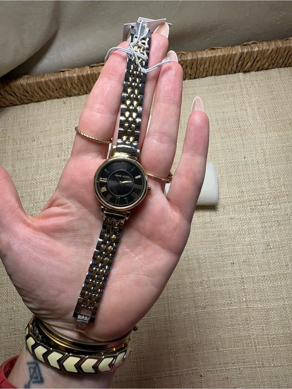 Anne Klein AK-2145 Two Tone Black Dial Women’s Watch New w/ Box Tags